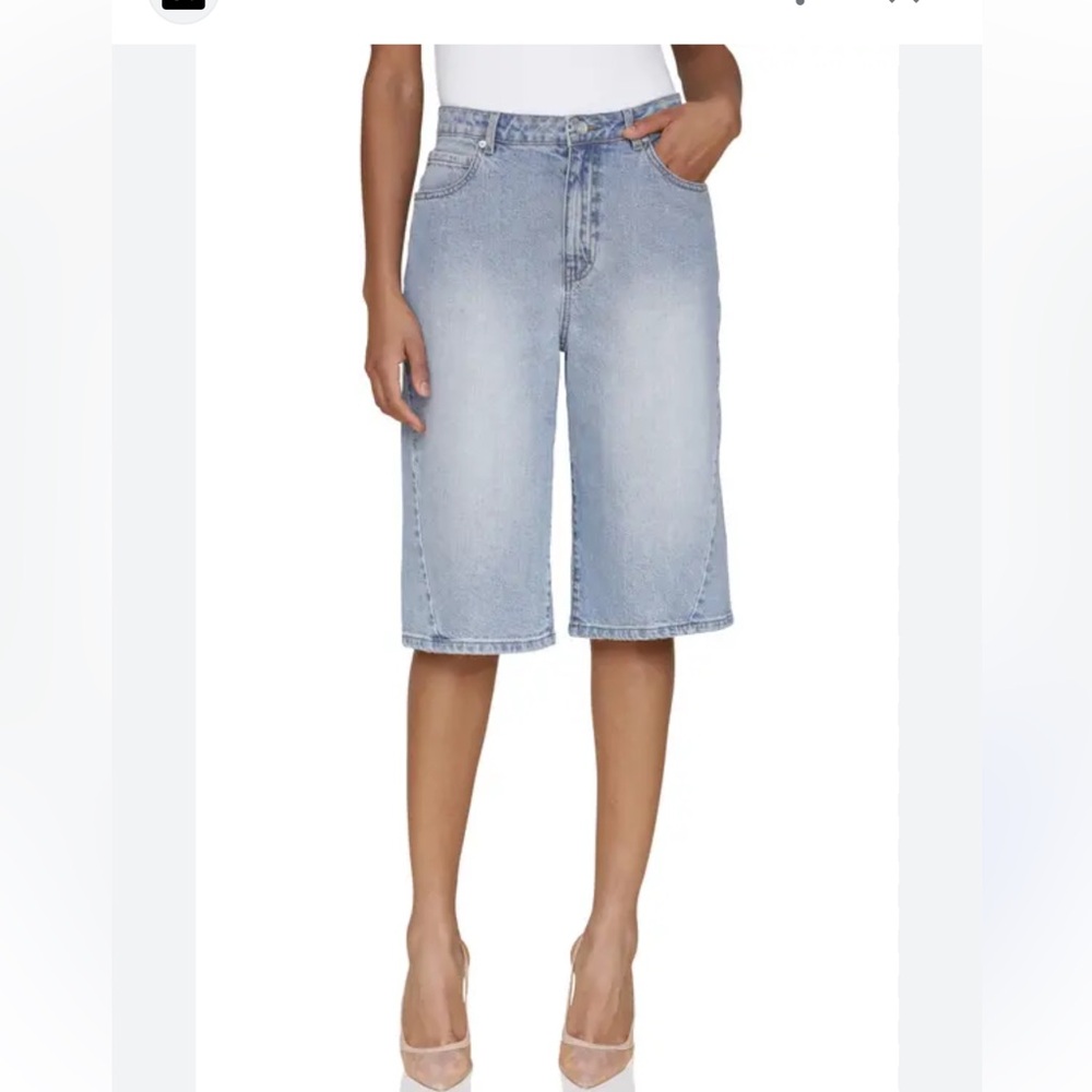 Avec Les Filles Jort Light Blue Denim Bermudas